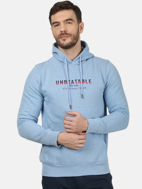 

Monte Carlo Men Blue Printed Hooded Sweatshirt