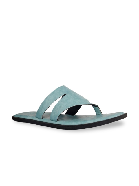 

SKO Men Blue Solid Leather Comfort Sandals