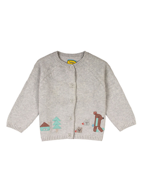

Lil Lollipop Infant Kids Grey & Brown Embroidered Cardigan