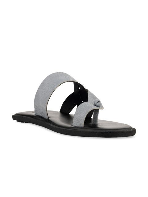 

SKO Men Grey Solid Leather Comfort Sandals
