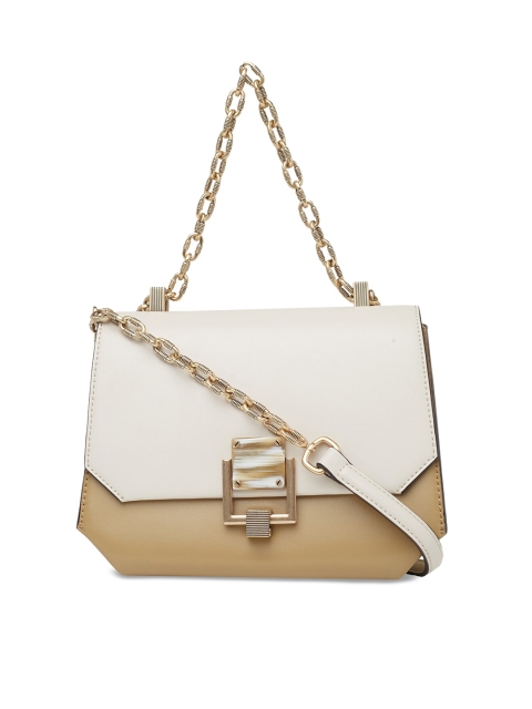 

CHARLES & KEITH Beige & White Colourblocked Sling Bag