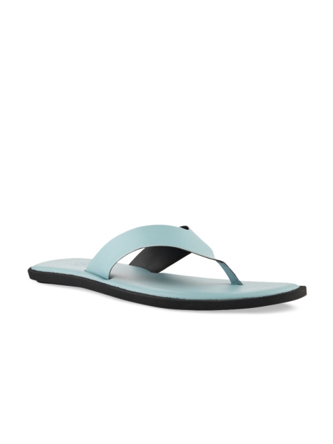 

SKO Men Blue Solid Leather Comfort Sandals