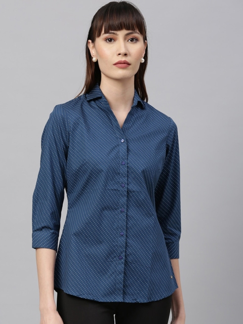 Park Avenue Woman Blue Regular Fit Printed Casual Shirt