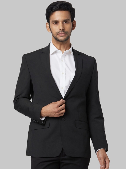 

Park Avenue Men Black Solid Single-Breasted Formal Blazer
