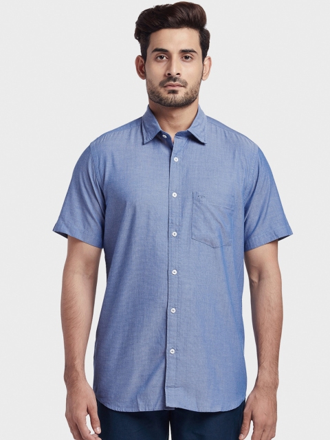 

ColorPlus Men Blue Tailored Fit Solid Casual Shirt