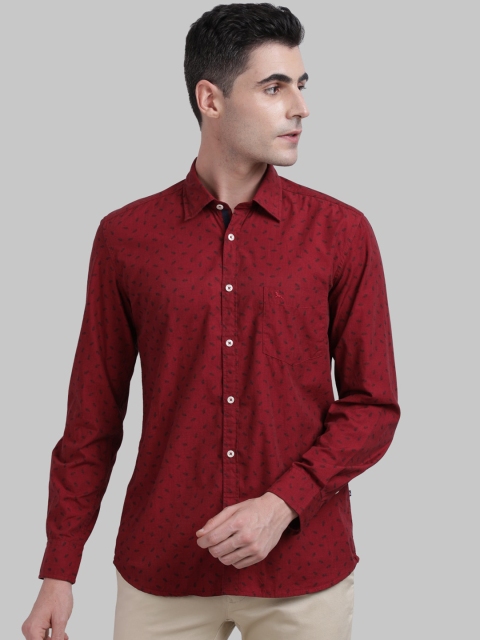 

Parx Men Red Slim Fit Printed Casual Shirt