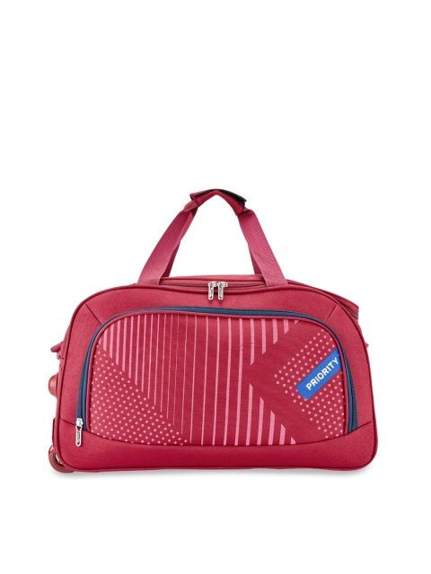 

Priority Red Striped Wheel Duffle Trolley