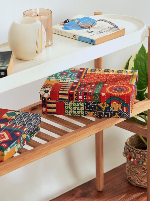 

Chumbak Red & Yellow Printed Floral Swirls Storage Box