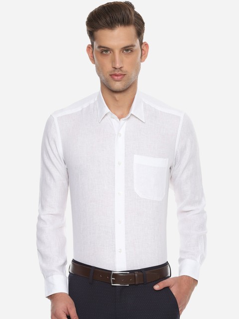 

Louis Philippe Men White Slim Fit Solid Casual Pure Linen Shirt