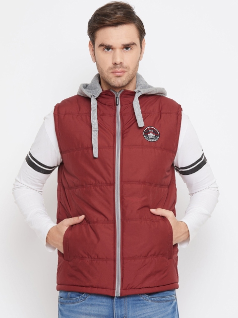 

Okane Men Maroon Solid Padded Jacket