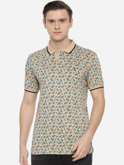 

Louis Philippe Sport Men Beige Floral Print Polo Collar T-shirt