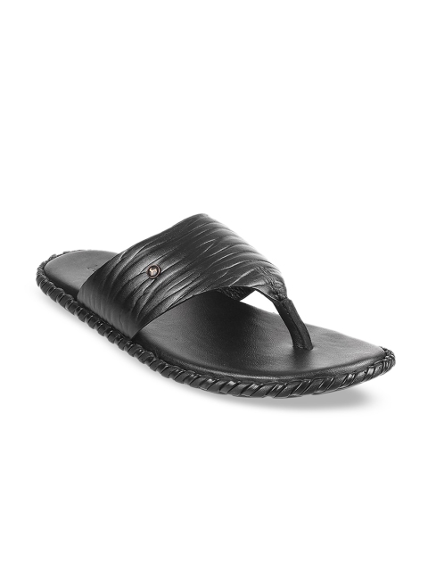 

Mochi Men Black Textured Leather Comfort Sandals