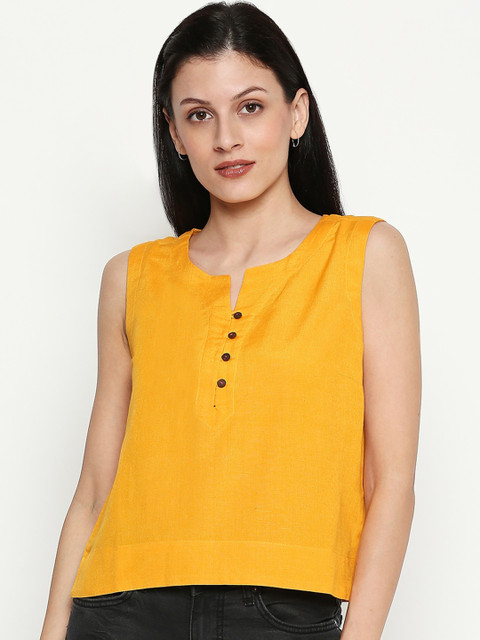 

People Women Mustard Yellow Solid Top