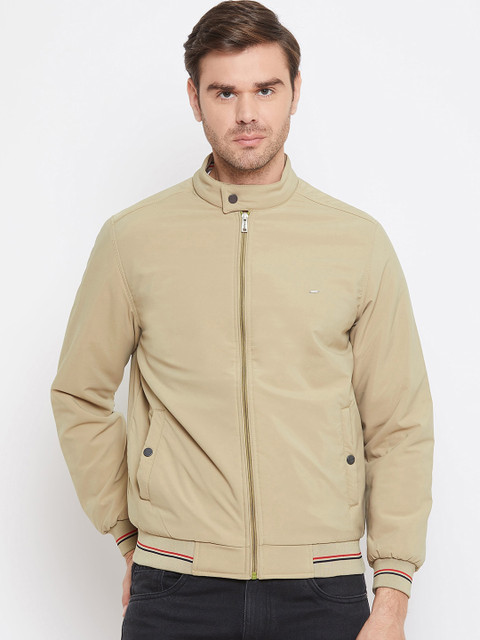 

Okane Men Beige Solid Bomber Jacket
