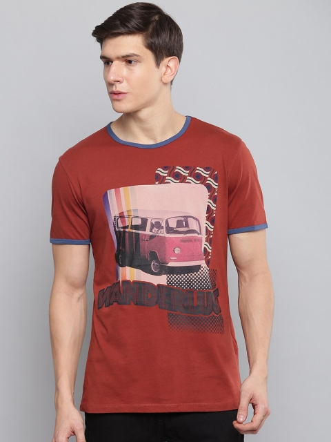 

Antony Morato Men Red Printed Round Neck T-shirt