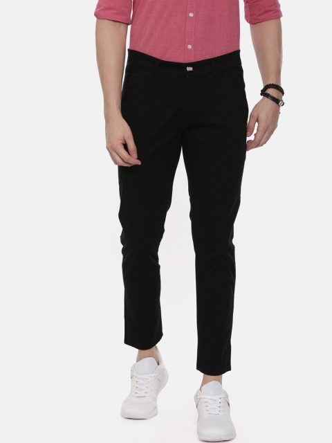 

CINOCCI Men Black Tapered Fit Solid Chinos