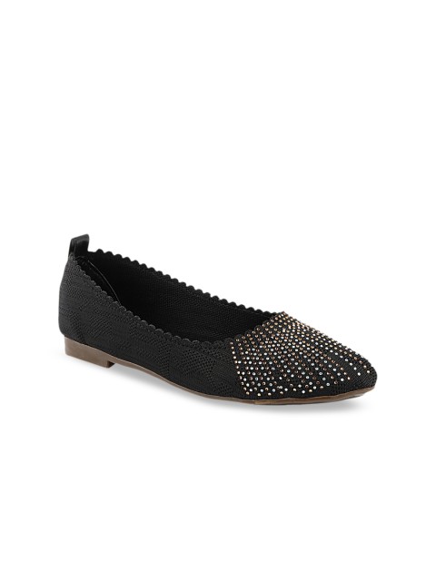 

Shoetopia Women Black Embellished Ballerinas