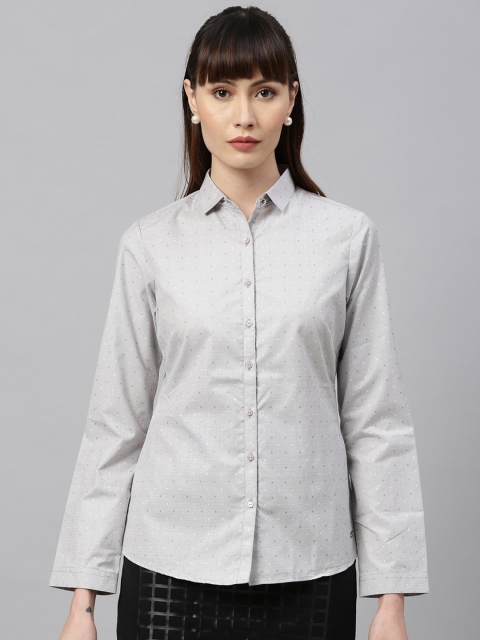

Park Avenue Woman Grey Checked Formal Shirt