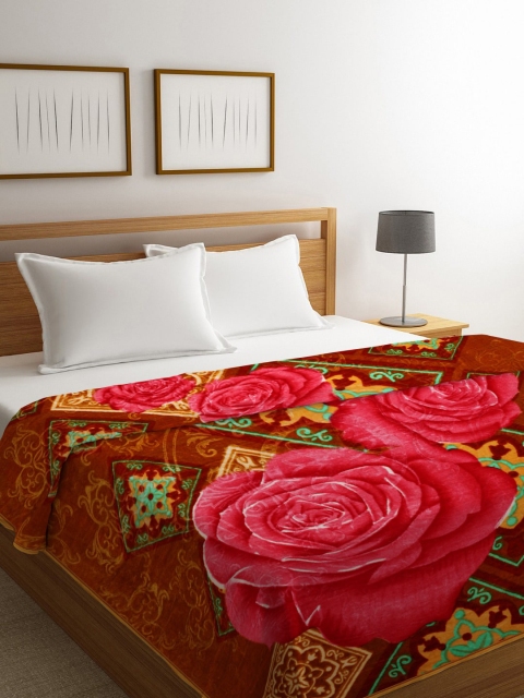 

NEUDIS Unisex Brown & Pink Floral Heavy Winter Double Quilt