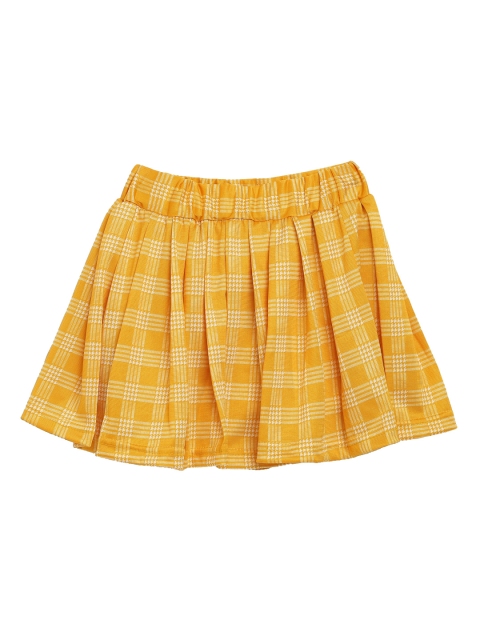 

ADIVA Girls Yellow Checked A-Line Skirt