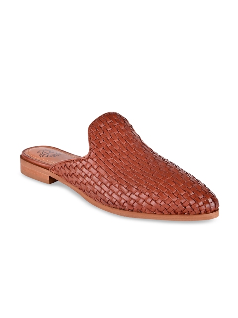 

Hydes N Hues Women Brown Woven Design Leather Comfort Heels