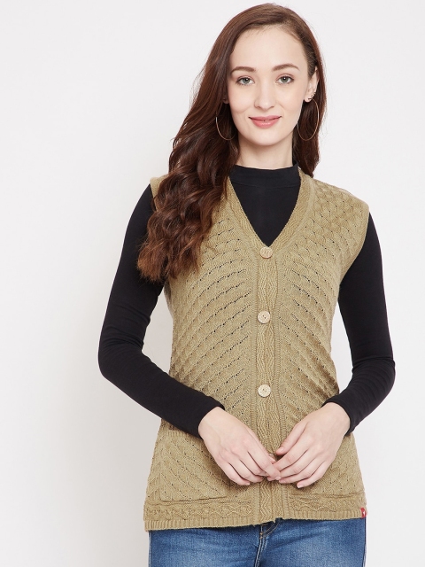 

NEVA Women Brown Self-Design Cardigan
