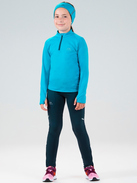 

Kalenji By Decathlon Kids Blue Solid Henley Neck Jersey