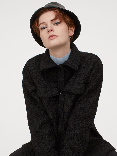 

H&M Women Black Solid Oversized Shirt Jacket