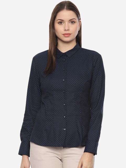 

Van Heusen Woman Navy Blue Printed Casual Shirt