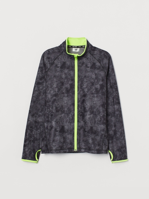 

H&M Boys Black & Grey Printed Fleece Track Jacket