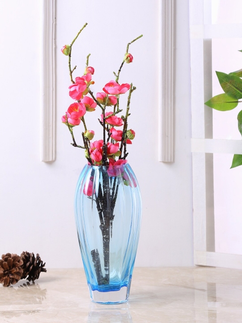 

TAYHAA Blue & Transparent Solid Glass Flower Vase
