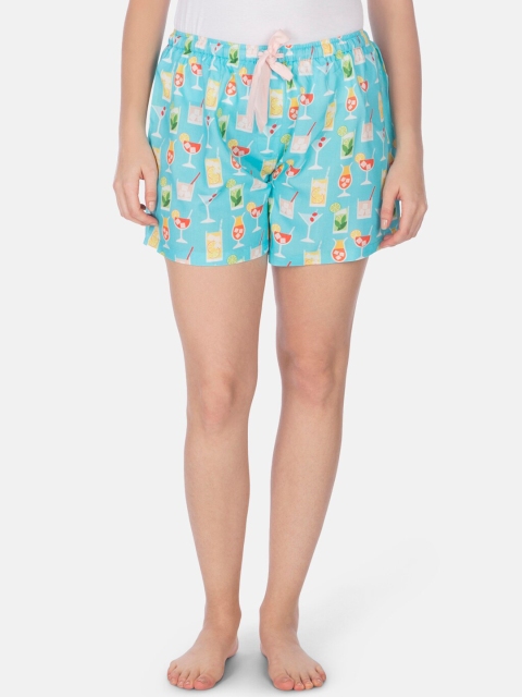 

Smugglerz Women Blue & Yellow Printed Lounge Shorts
