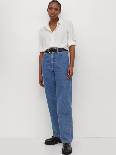 

H&M Women White Solid Long-Sleeved Blouse
