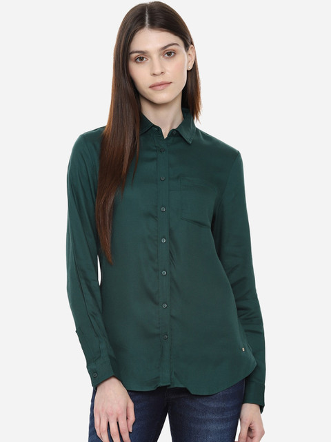

Allen Solly Woman Women Green Regular Fit Solid Casual Shirt
