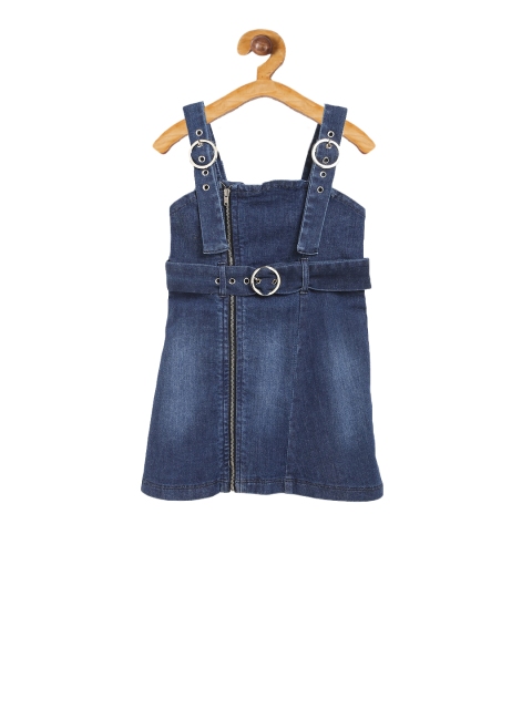 

Natilene Girls Navy Blue Solid Pinafore Dress
