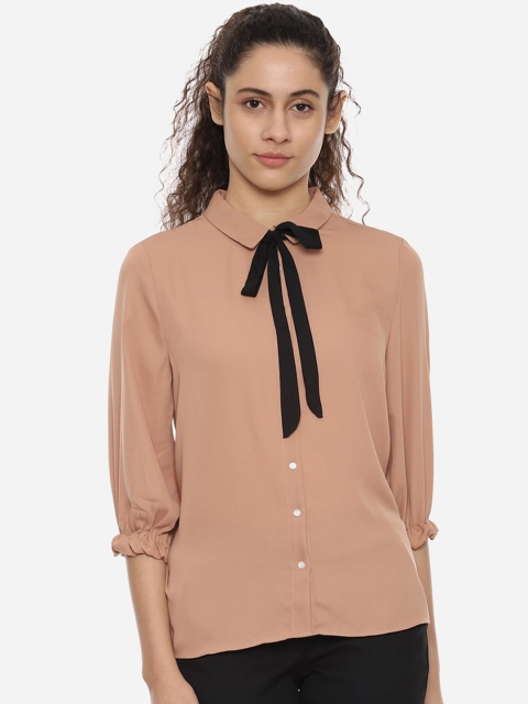 

Van Heusen Woman Women Beige Regular Fit Solid Casual Shirt