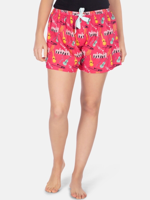 

Smugglerz Women Pink & Yellow Printed Lounge Shorts
