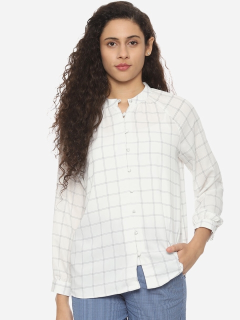 

Van Heusen Woman Women White Regular Fit Checked Casual Shirt