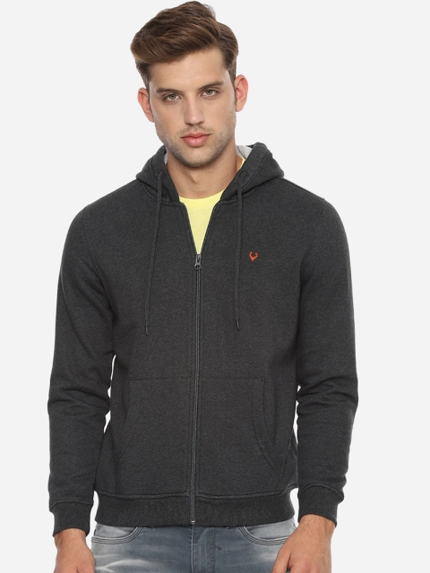 

Allen Solly Men Charcoal Grey Solid Hooded Sweatshirt