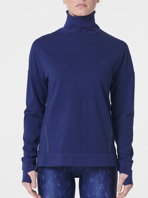 

Kalenji By Decathlon Women Navy Blue Solid High Neck T-shirt