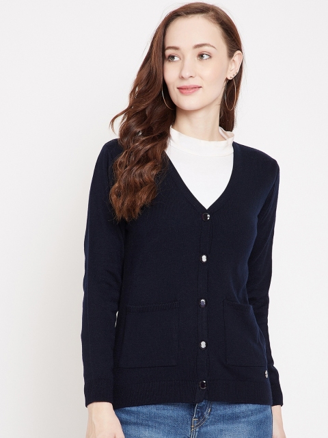 

NEVA Women Navy Blue Solid Woolen Cardigan