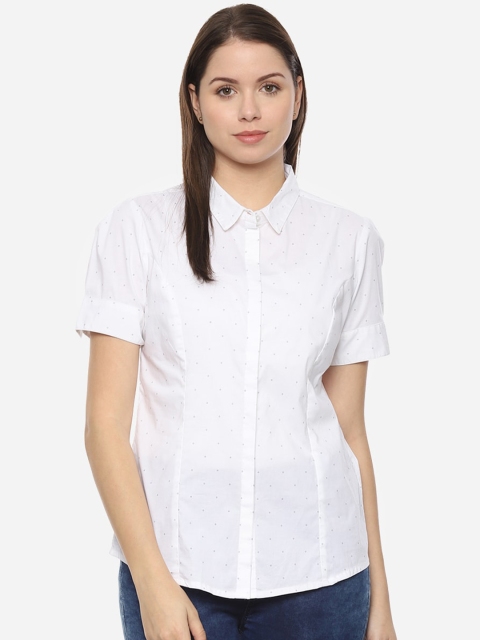 

Van Heusen Woman White Regular Fit Printed Casual Shirt