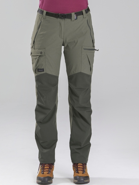 

FORCLAZ By Decathlon Women Olive Green Regular Fit Colourblocked Cargos
