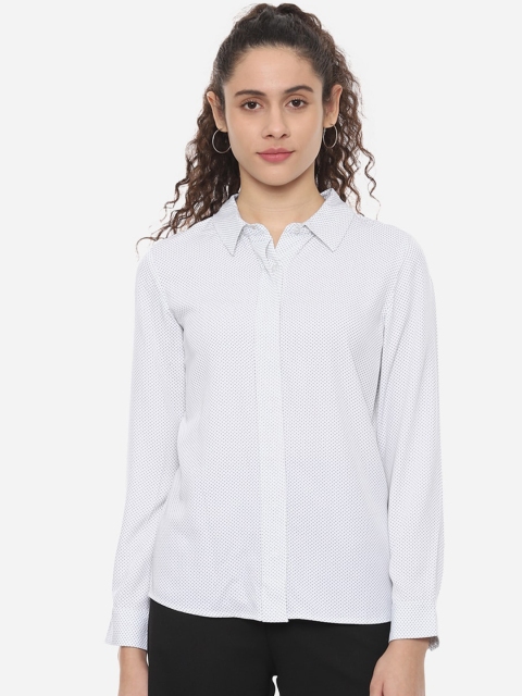 

Van Heusen Woman Women White Regular Fit Striped Casual Shirt