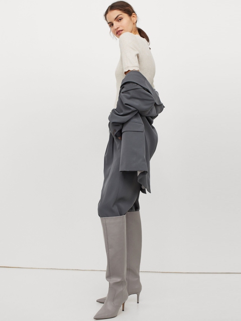 

Rib-knit top, Beige