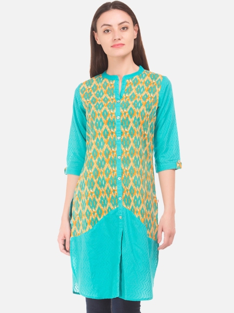 

Karigari Women Green Printed Straight Kurta