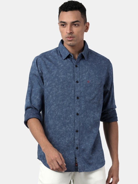 

DERBY JEANS COMMUNITY Men Blue Slim Fit Solid Casual Shirt