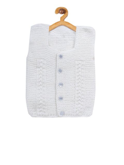

FABNEST Infant Kids Pack of 3 White Self Design Cardigan