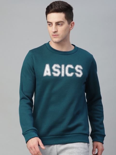 

ASICS Men Teal Green Printed Sweatshirt