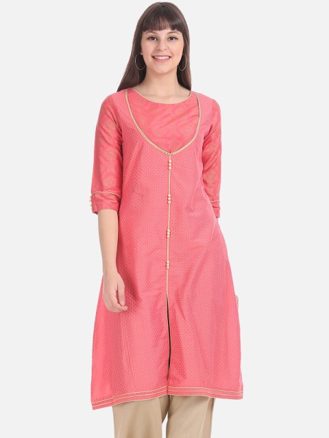 

Karigari Women Coral Printed A-Line Kurta
